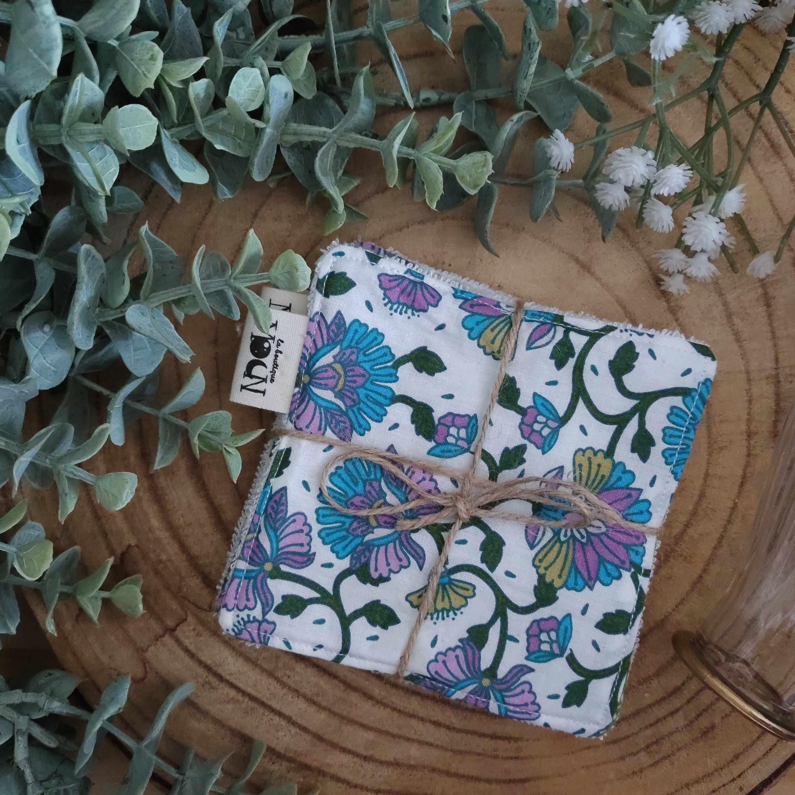 Cotons Fleurs bleu/violet